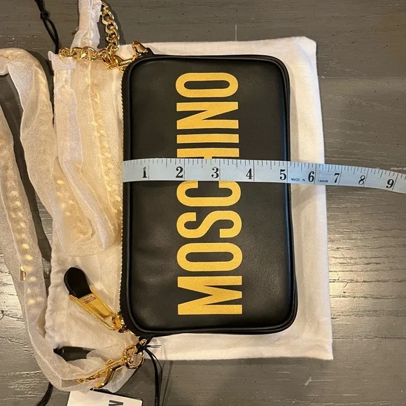 NWT Moschino Logo-print Zipped Chain Shoulder Bag - Picture 14 of 15